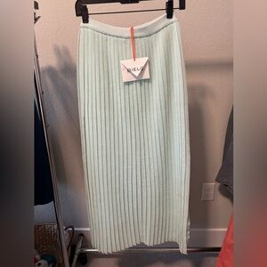 BIELO Mint Green Midi Pleated Skirt
